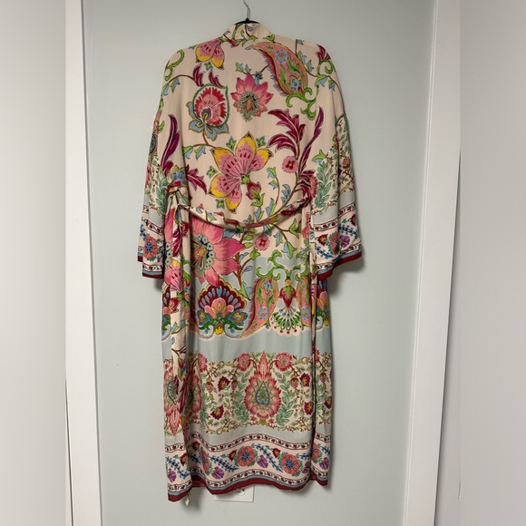 NWT ZARA Floral Printed Long Kimono Belted Beach Boho Style Pink Size XS - Picture 11 of 16